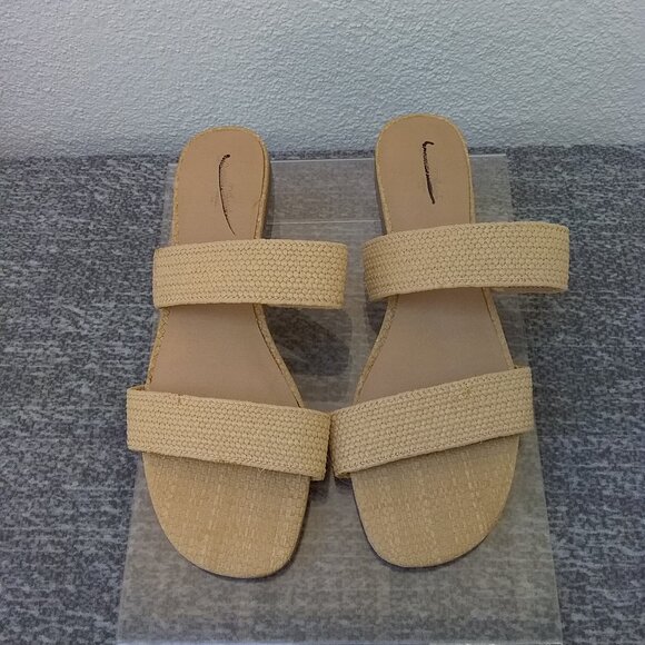 Universal Thread Sandals Women's 9.5 flats natural jute Summer Slides two bands - Picture 8 of 8